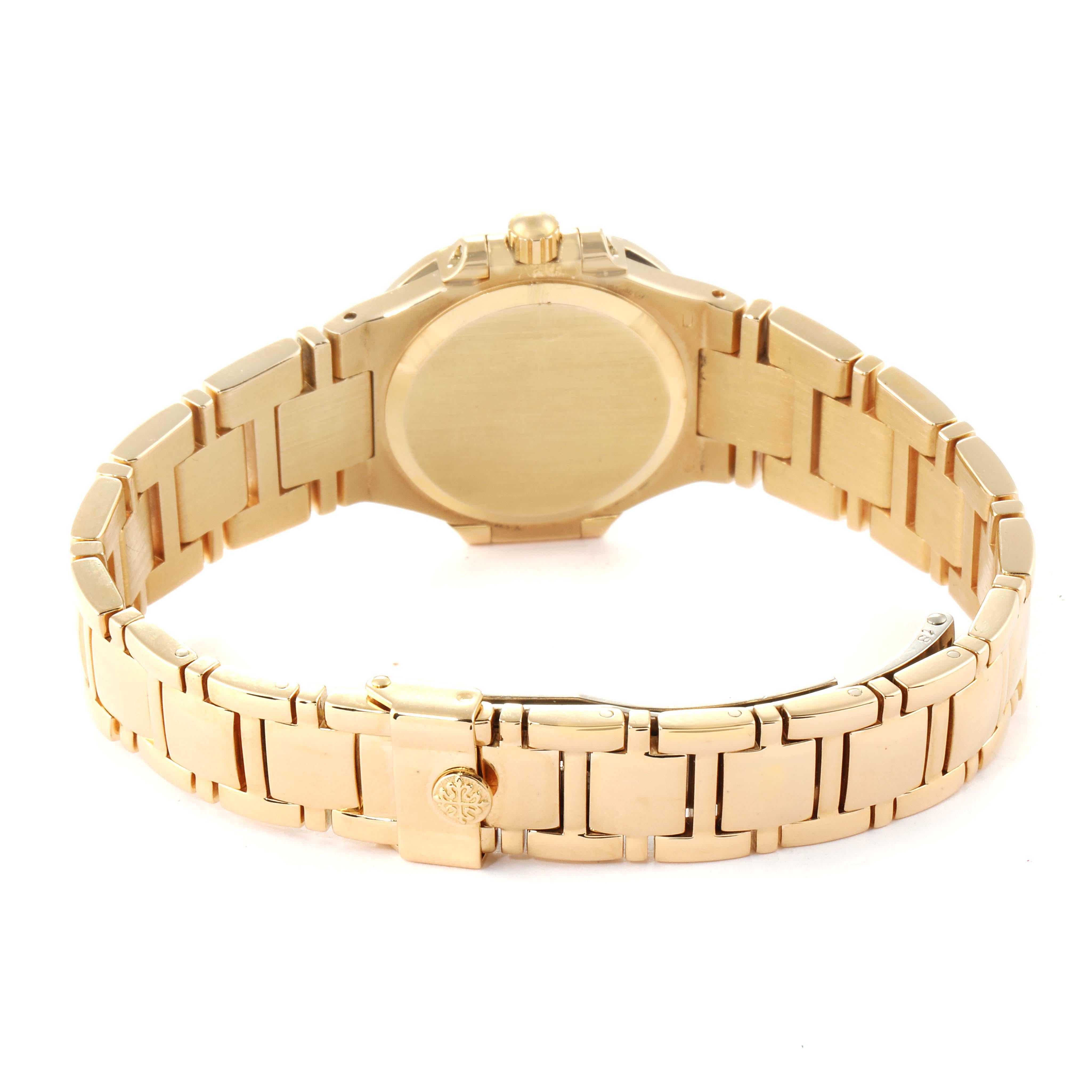 Patek Philippe Nautilus 18 Karat Yellow Gold Diamond Ladies Watch 4700 For Sale 2
