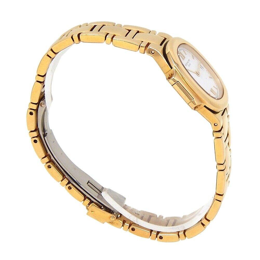 Brand: Patek Philippe
Band Color: Yellow Gold	
Gender:	Women's
Case Size: 24-27.5mm	
MPN: Does Not Apply
Lug Width: 15mm	
Features:	Date Indicator, Sapphire Crystal, Swiss Made, Swiss Movement
Style: Casual	
Movement: Quartz (Battery)
Age Group: