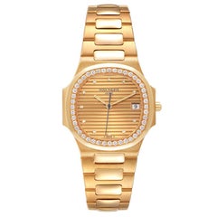 Patek Philippe Nautilus 18K Yellow Gold Diamond Watch 3900 Papers