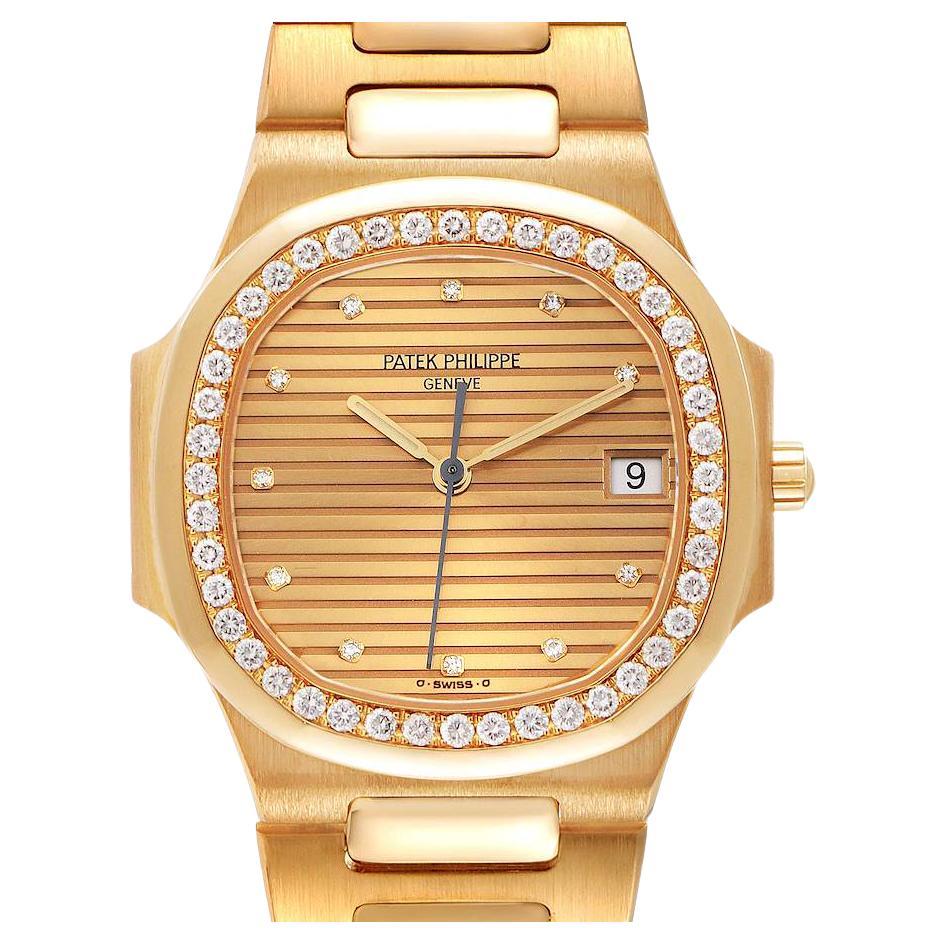 Patek Philippe Nautilus 18K Yellow Gold Diamond Watch 3900 Papers