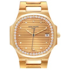 Patek Philippe Nautilus 18K Yellow Gold Diamond Watch 3900 Papers
