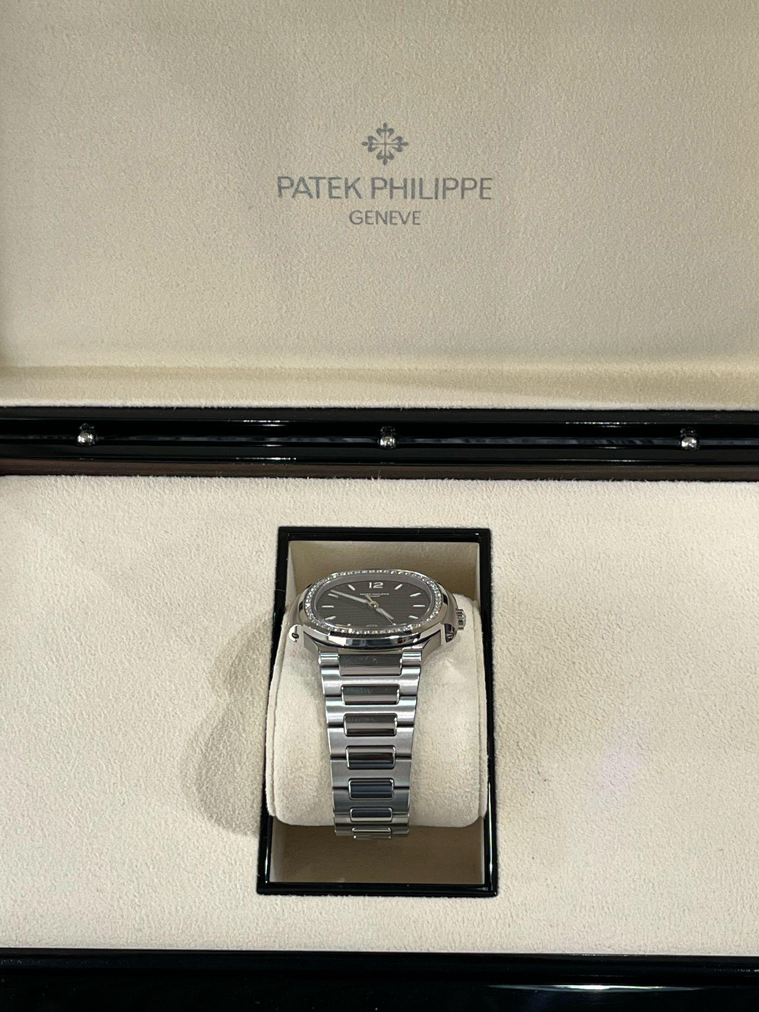 Patek Philippe Nautilus 35.2mm Blue Dial Diamond Bezel Ladies Watch 7118/1200A For Sale 12