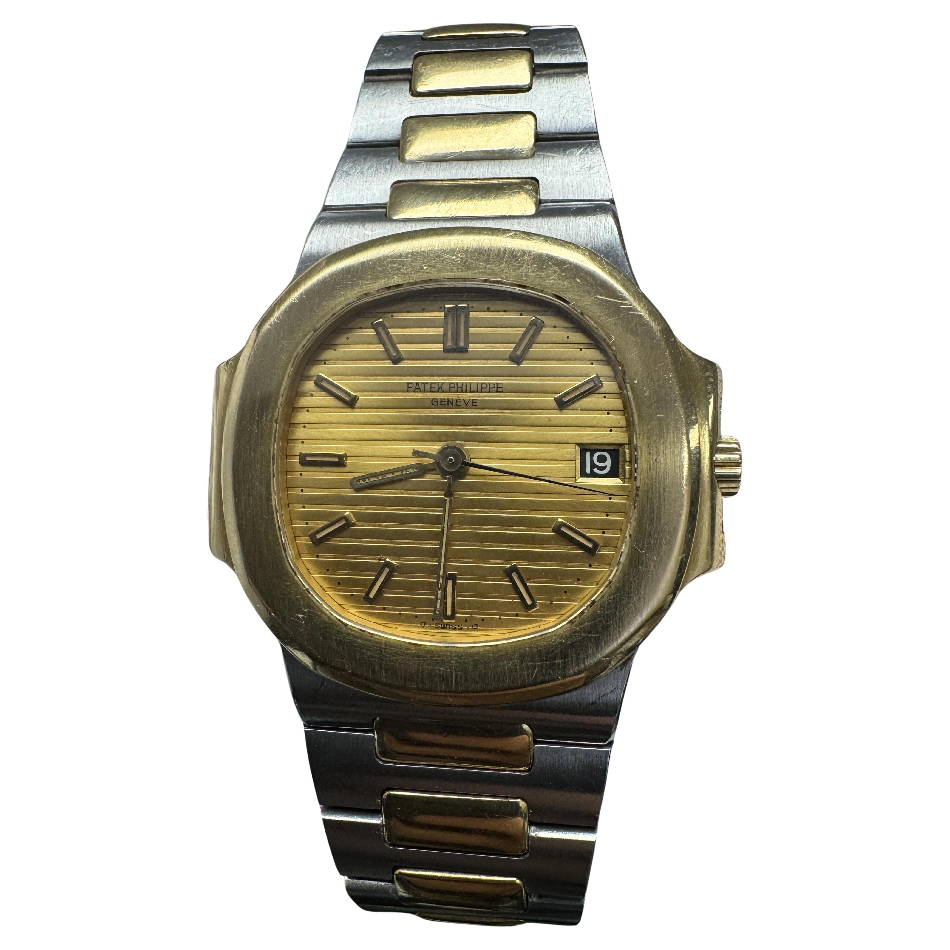 Patek Philippe Nautilus 3800/1JA Stainless Steel Yellow Gold Champagne Dial For Sale