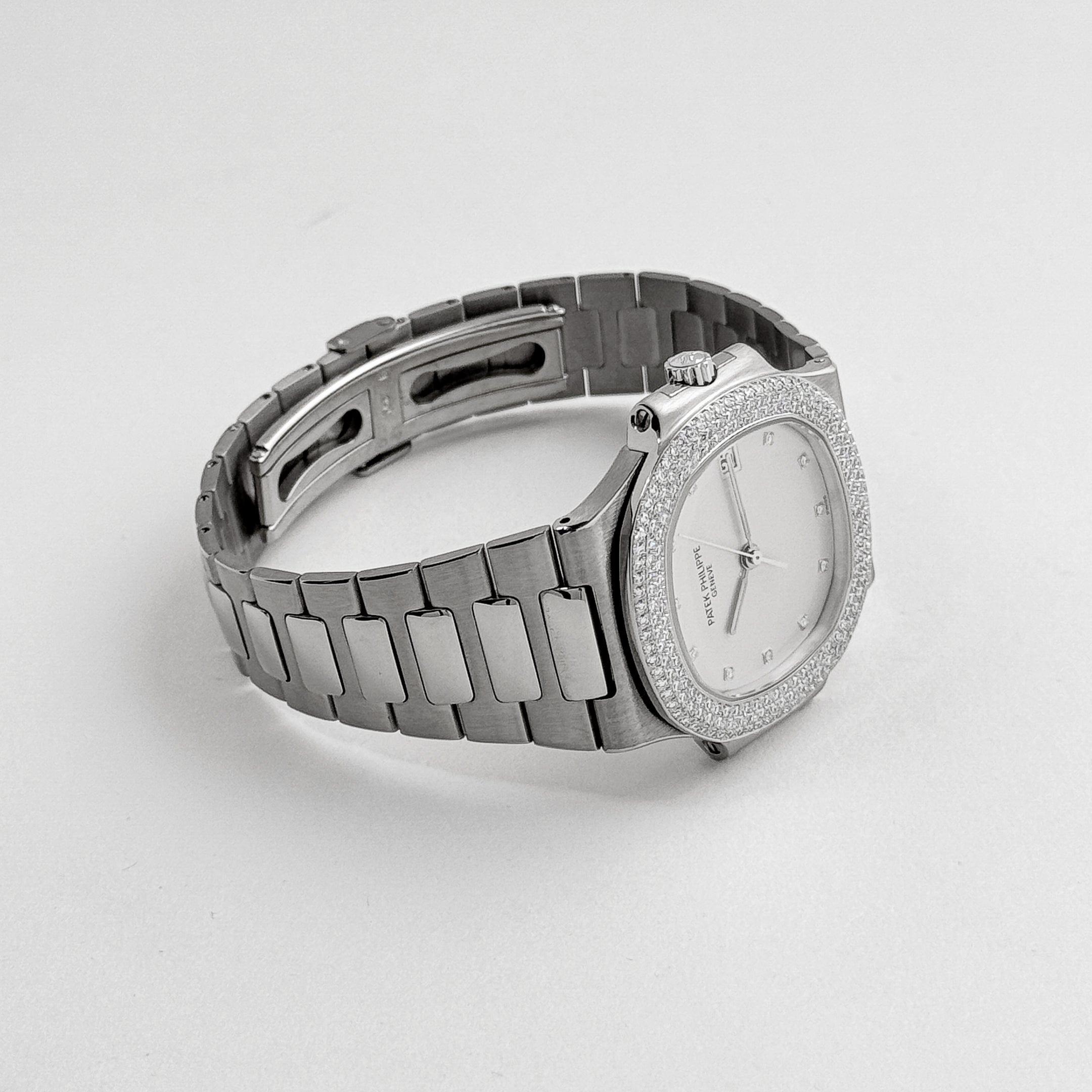 Patek Philippe Nautilus 3800/4G-001 White Gold White Dial Diamond Set (2004) For Sale 1