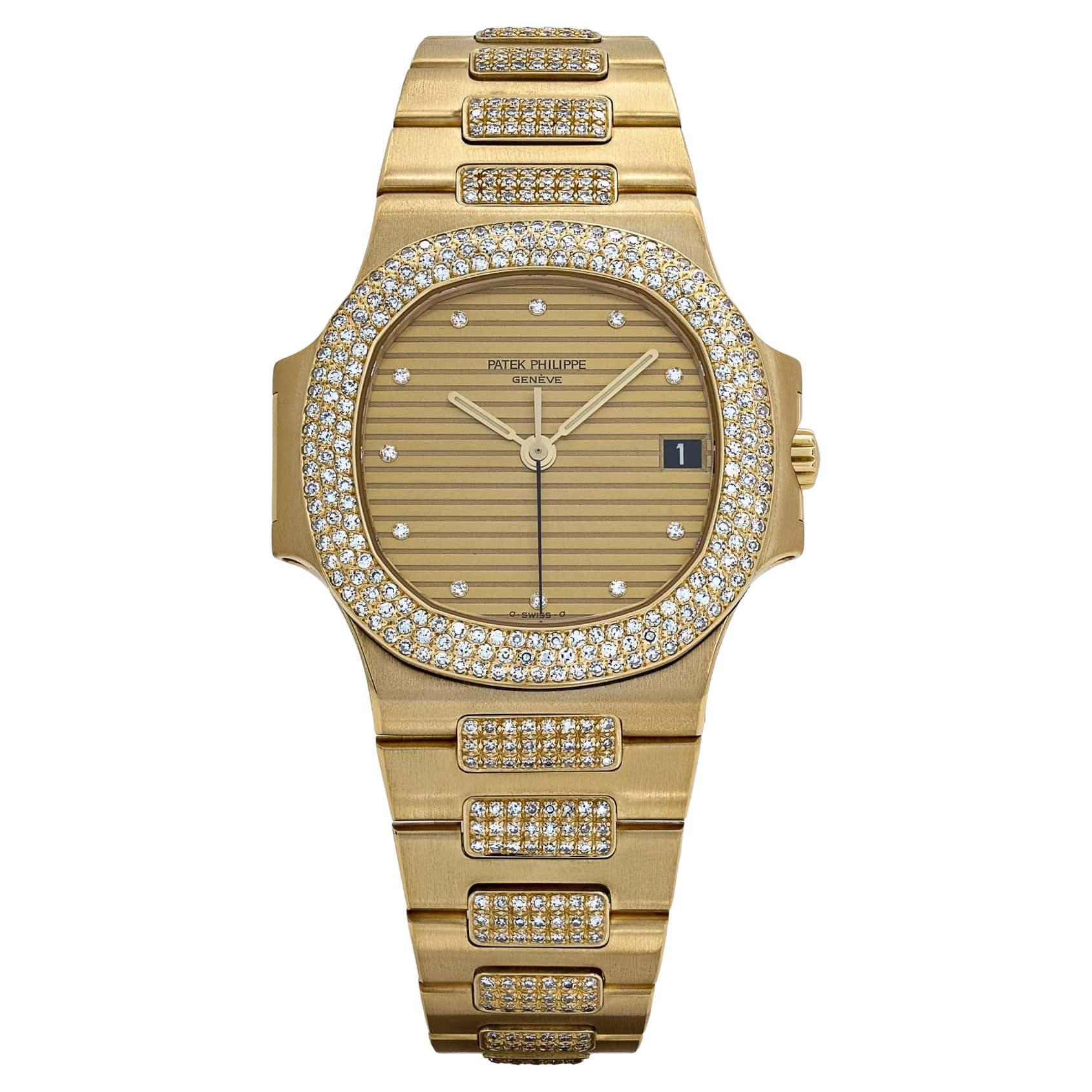 Patek Philippe Nautilus 3800/5 Yellow Gold Glided Gold Diamond Dial (1984)