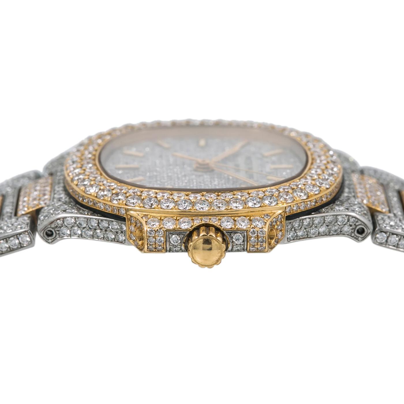 Uhr von Patek Philippe Nautilus, 3800 Silber-Diamant-Zifferblatt mit 14,50 Karat Diamanten (Rundschliff) im Angebot