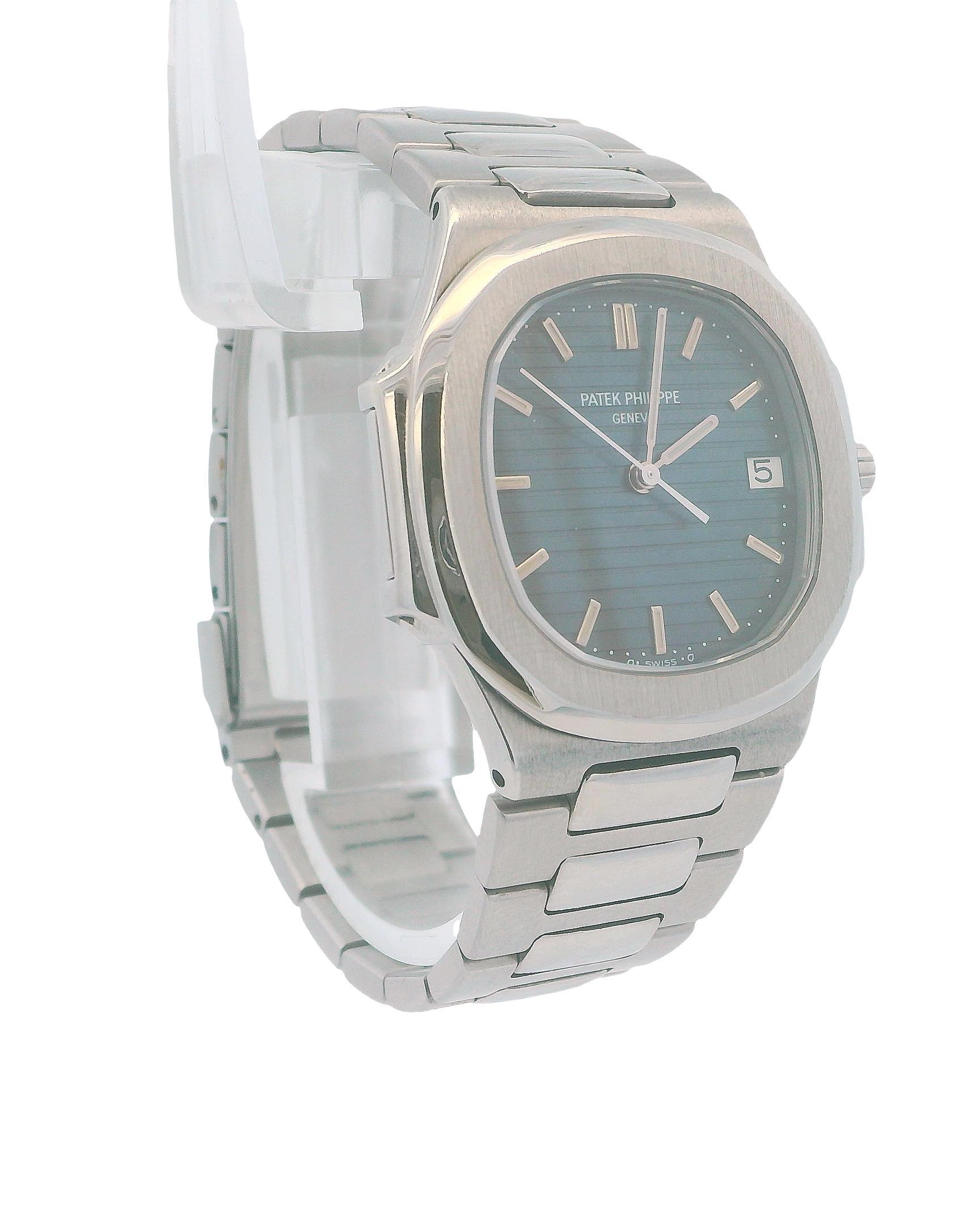 Patek Philippe Nautilus 3900/1A Blue Dial Ladies Watch In Excellent Condition For Sale In Great Neck Plaza, NY