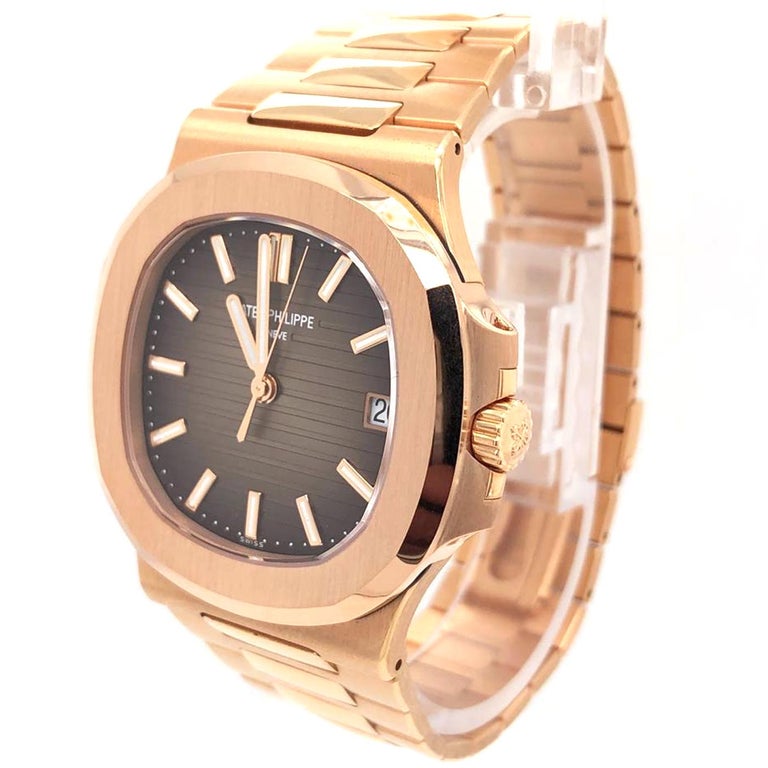 Women's or Men's Patek Philippe Nautilus 18K Rose Gold Automatic Men's Watch 5711/1R-001 For Sale