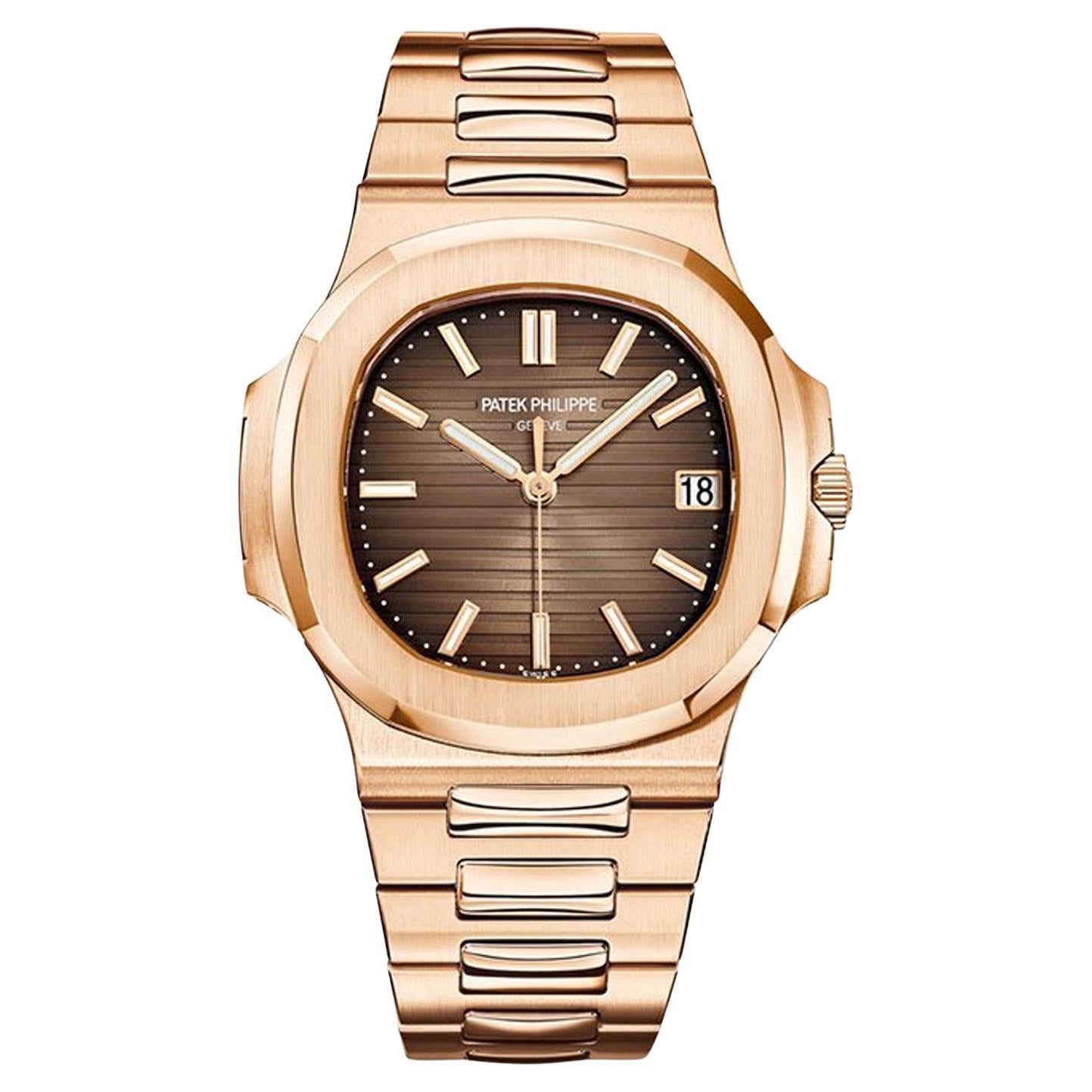 Patek Philippe Nautilus 18K Rose Gold Automatic Men's Watch 5711/1R-001 For Sale