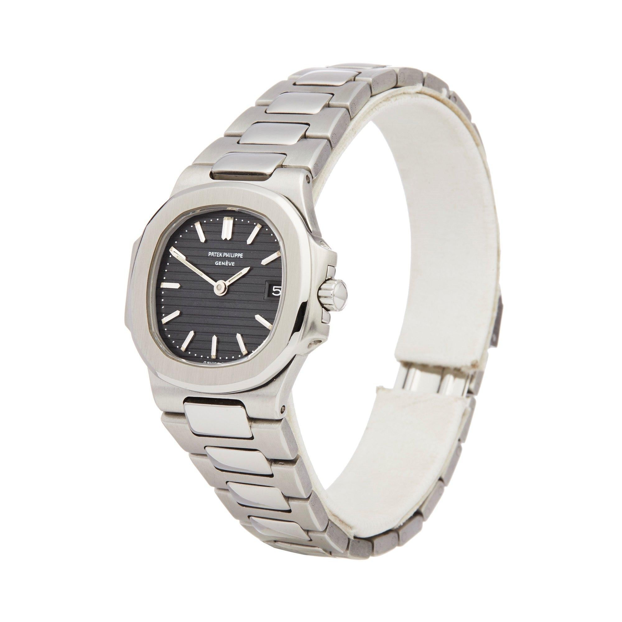 Xupes Reference: W007362
Manufacturer: Patek Philippe
Model: Nautilus
Model Variant: 
Model Number: 4700/1
Age: Circa 1980's
Gender: Ladies
Complete With: Xupes Presentation Box
Dial: Black Baton
Glass: Sapphire Crystal
Case Size: 27mm
Case