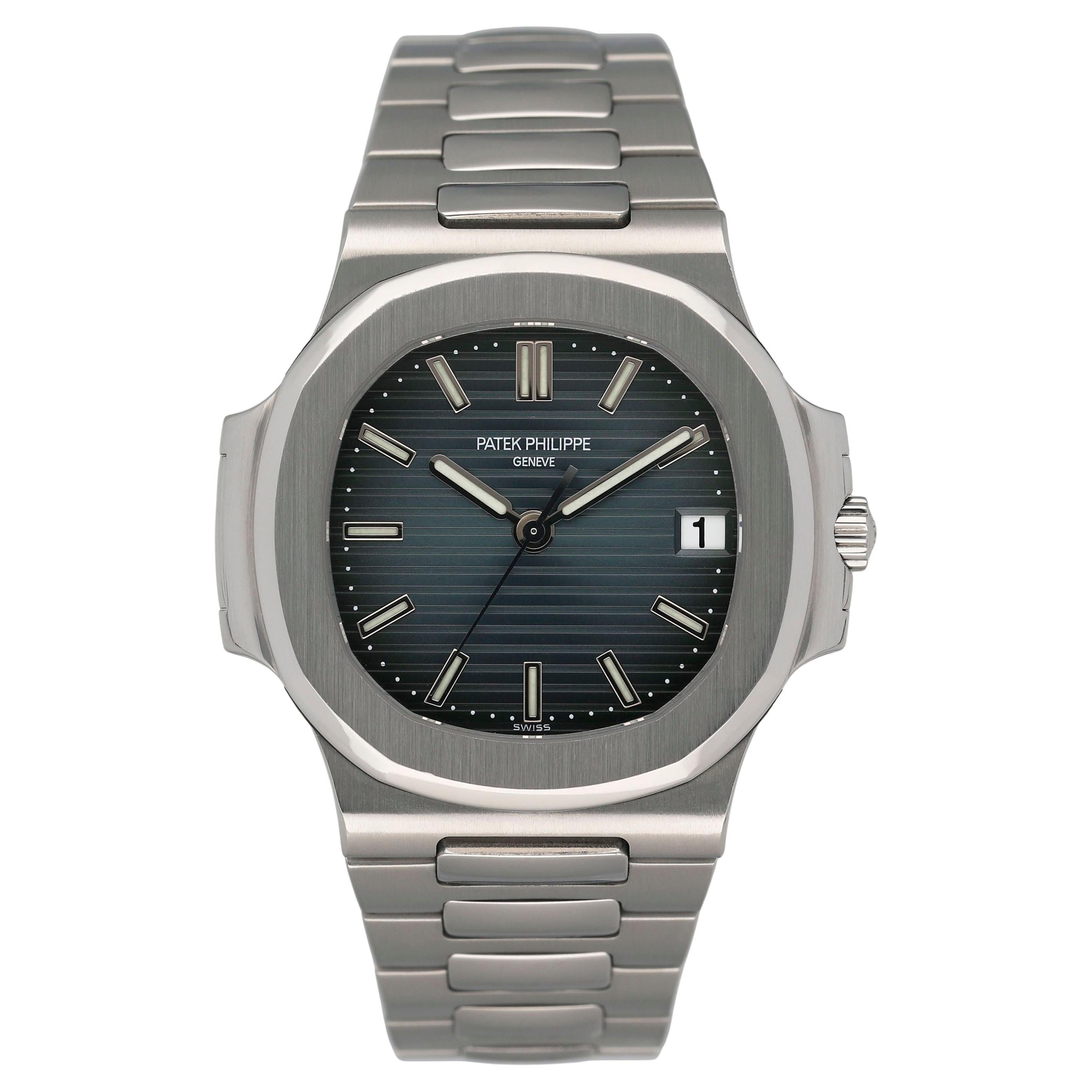 Patek Philippe Nautilus 5800/1A Blue Dial Mens Watch Box Papers