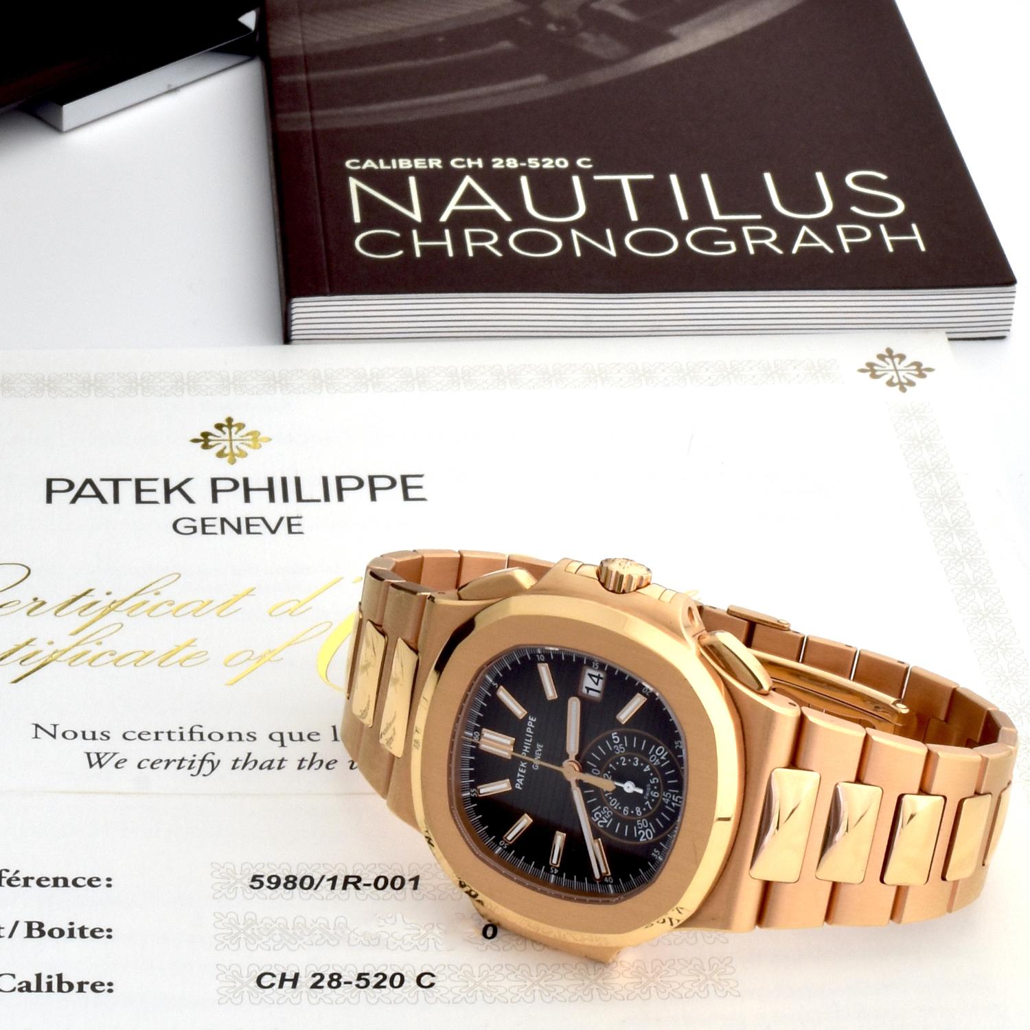 Patek Philippe Nautilus 5980/1R-001 Rose Gold with Box For Sale 4