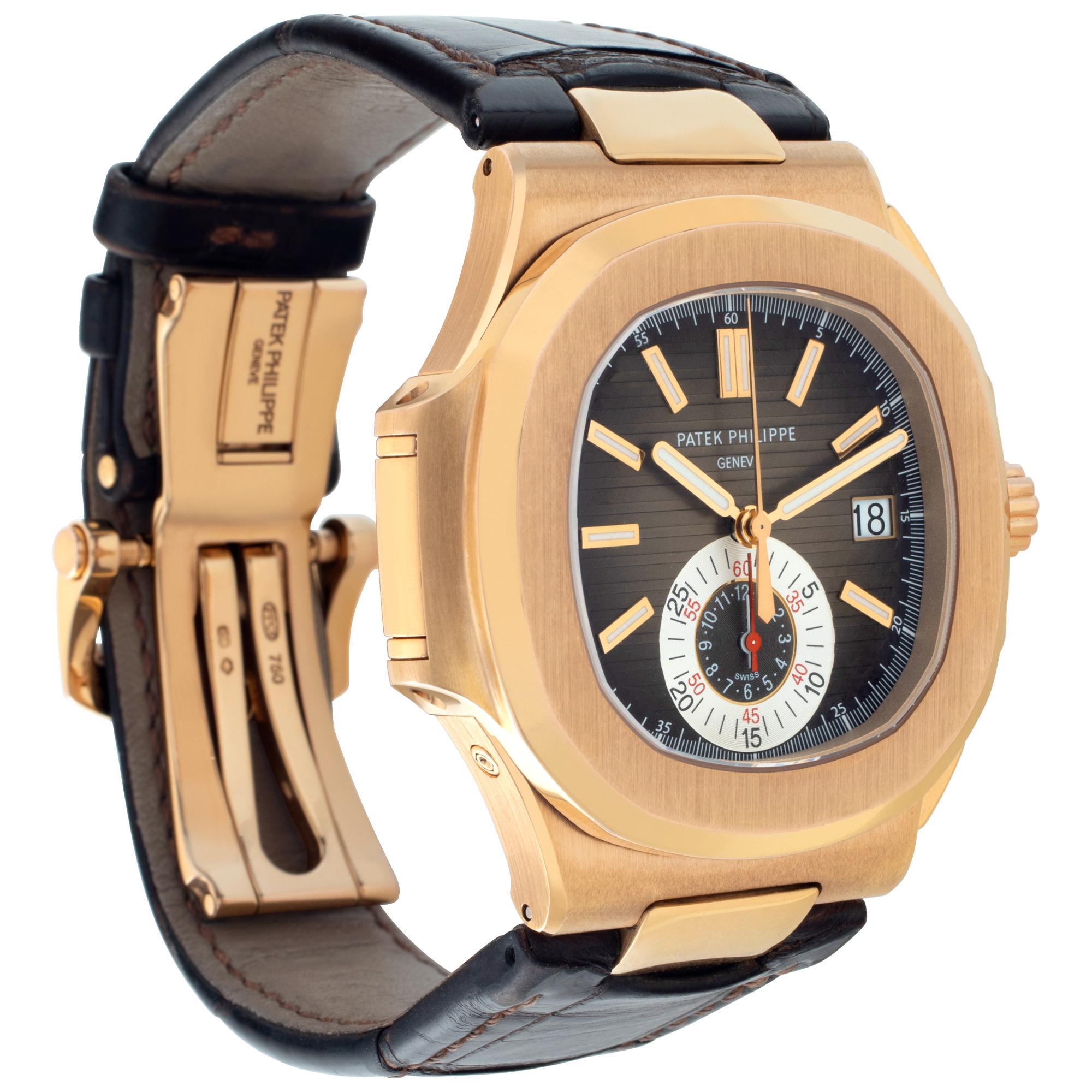 Patek Philippe Nautilus 5980r-001 in rose gold 38.5mm auto watch In Excellent Condition For Sale In Surfside, FL
