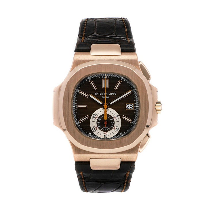 Patek Philippe Nautilus 5980R-001 Leather Strap 18k Rose Gold Brand New ...