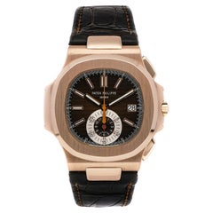 Patek Philippe Nautilus 5980R-001 Leather Strap 18k Rose Gold