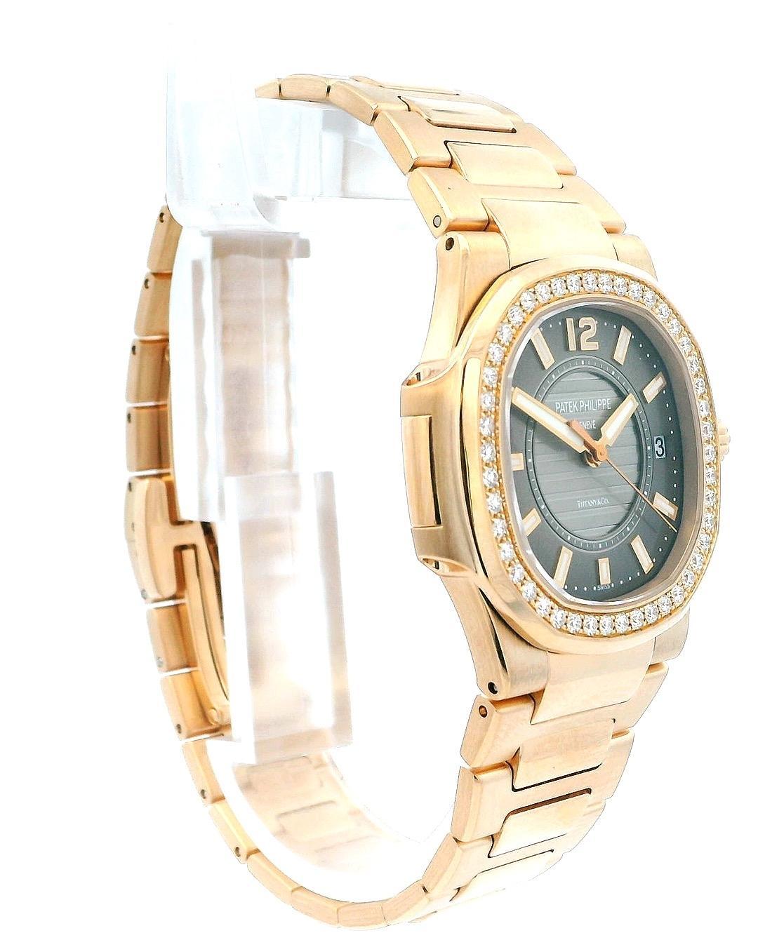 Women's or Men's Patek Philippe Nautilus 7010/1R T&Co Taupe Dial & Diamond Bezel Ladies Watch For Sale