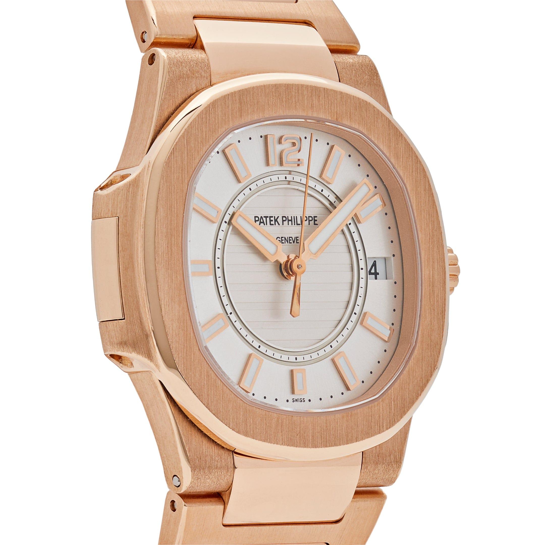 Women's Patek Philippe Nautilus 7011/1R-001 'Ladies' Rose Gold Silver Dial (2016) For Sale