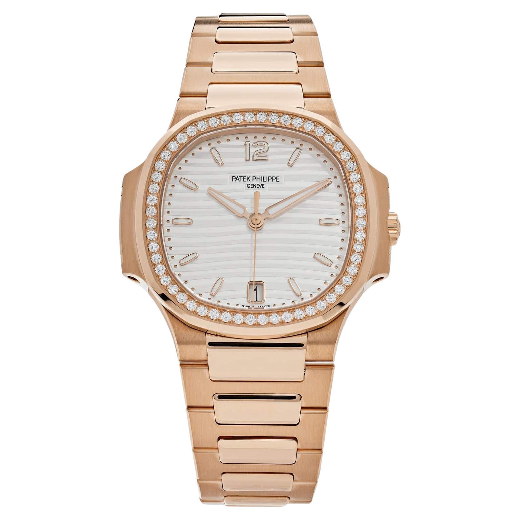 Patek Philippe Nautilus 7118/1200R-001 Automatic Rose Gold Silver Dial Diamond