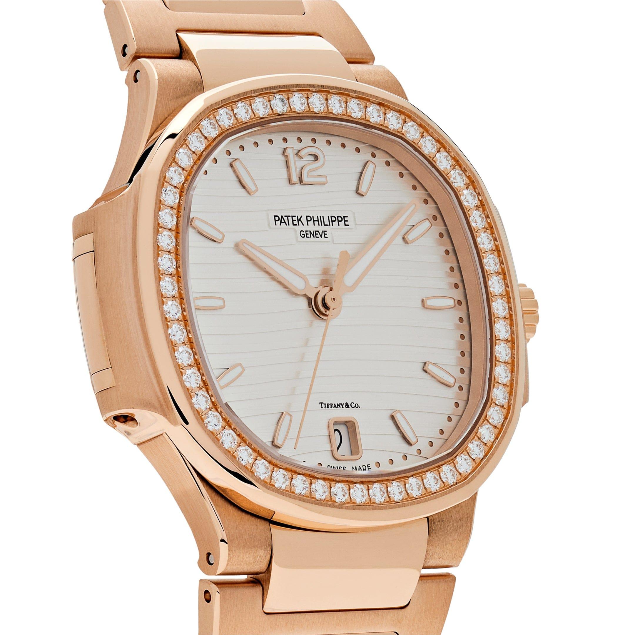 Patek Philippe Nautilus 7118/1200R-001 Automatic Tiffany & Co. Rose Gold Diamond In New Condition For Sale In New York, NY