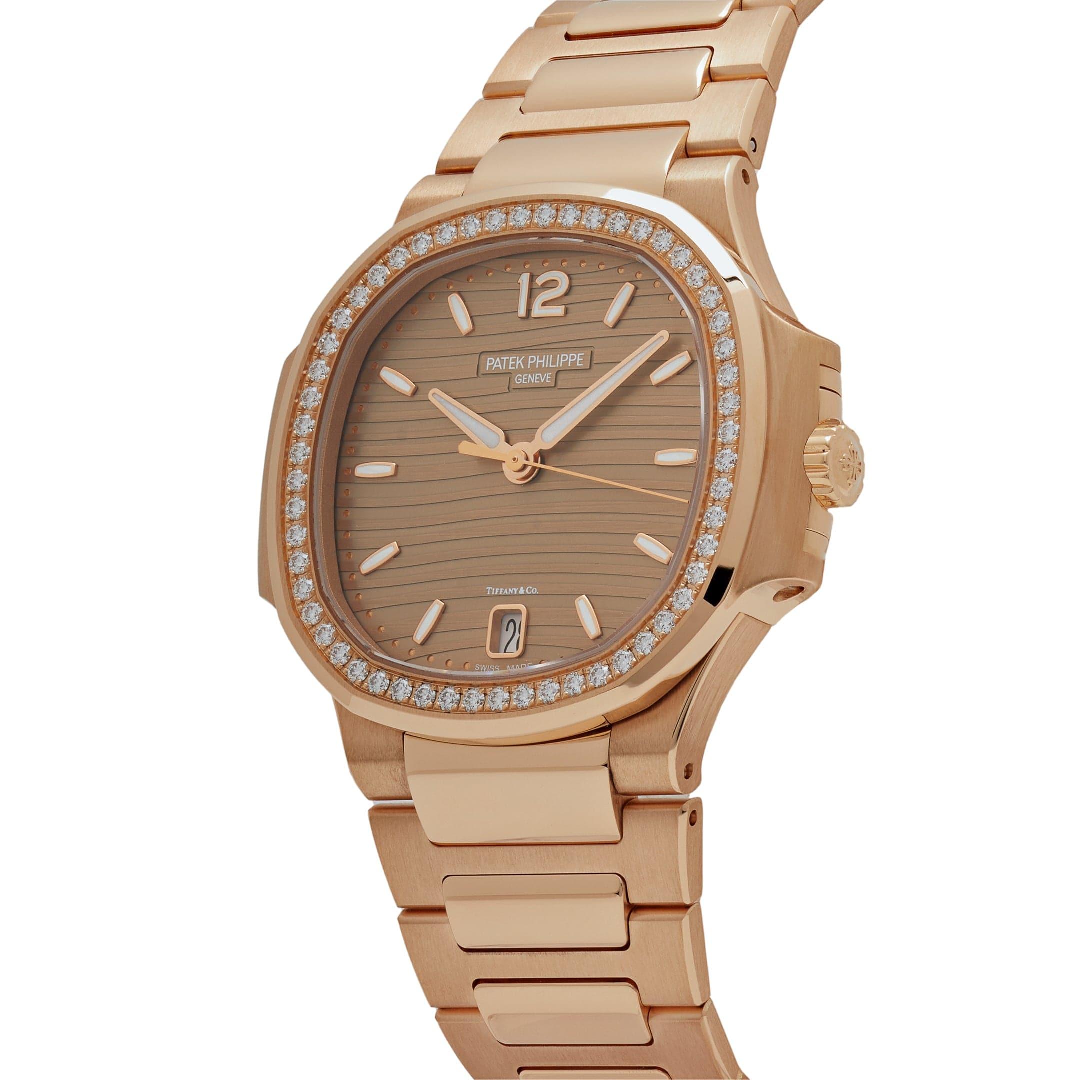 Round Cut Patek Philippe Nautilus 7118/1200R-010 'Tiffany & Co' Rose Gold (2024) For Sale