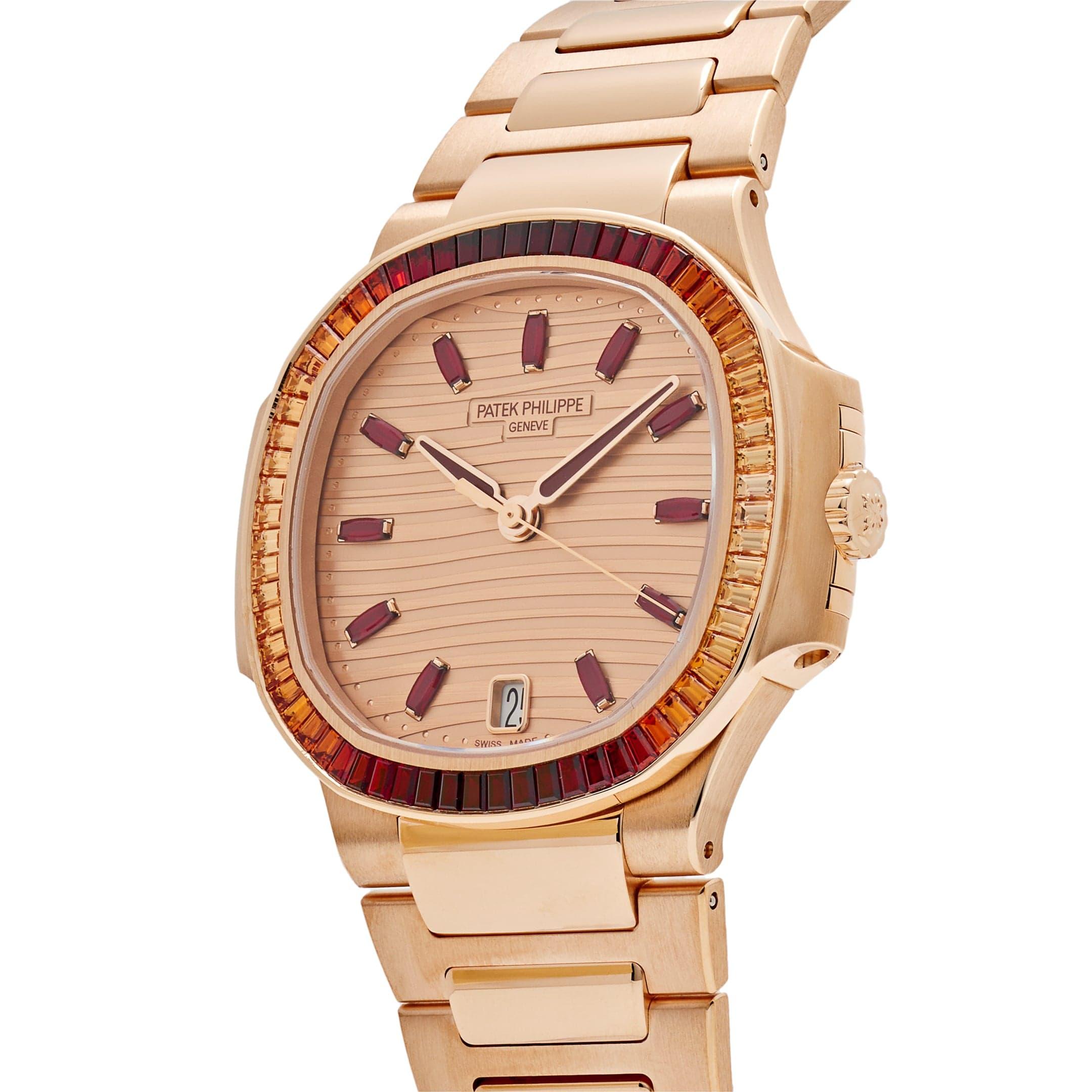 Baguette Cut Patek Philippe Nautilus 7118/1300R-001 'Ladies' Rose Gold (2023) For Sale