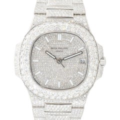 Patek Philippe Nautilus All Diamond 18 Karat Watch in Stock