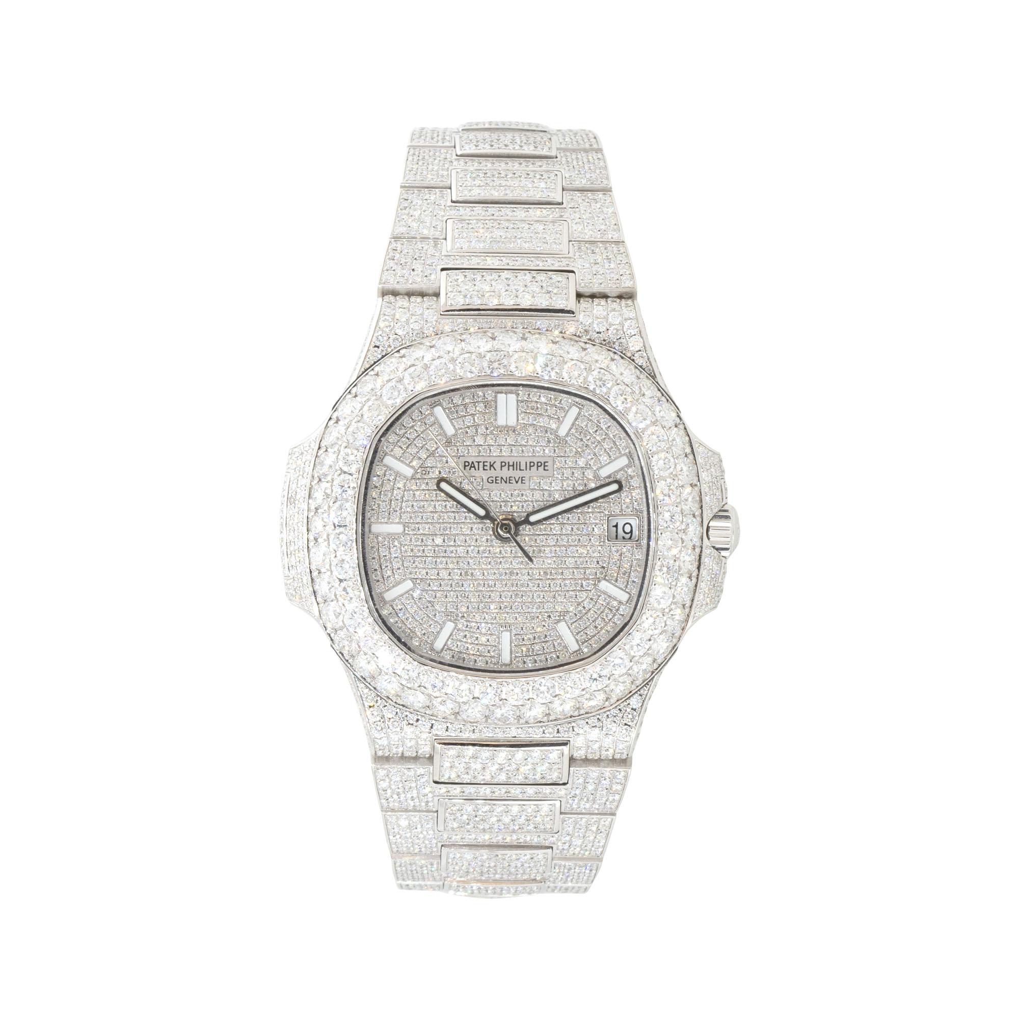 patek philippe nautilus all round diamond watch 18 karat in stock