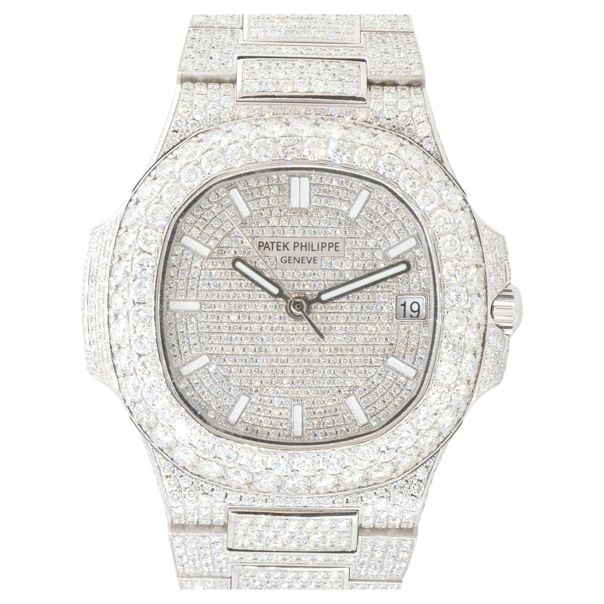 Patek Philippe Nautilus All Diamond 18 Karat Watch in Stock