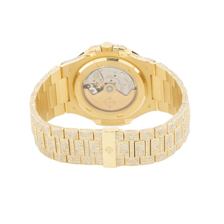 Women's or Men's Patek Philippe Nautilus All Round Diamond Watch 18 Karat in Stock For Sale
