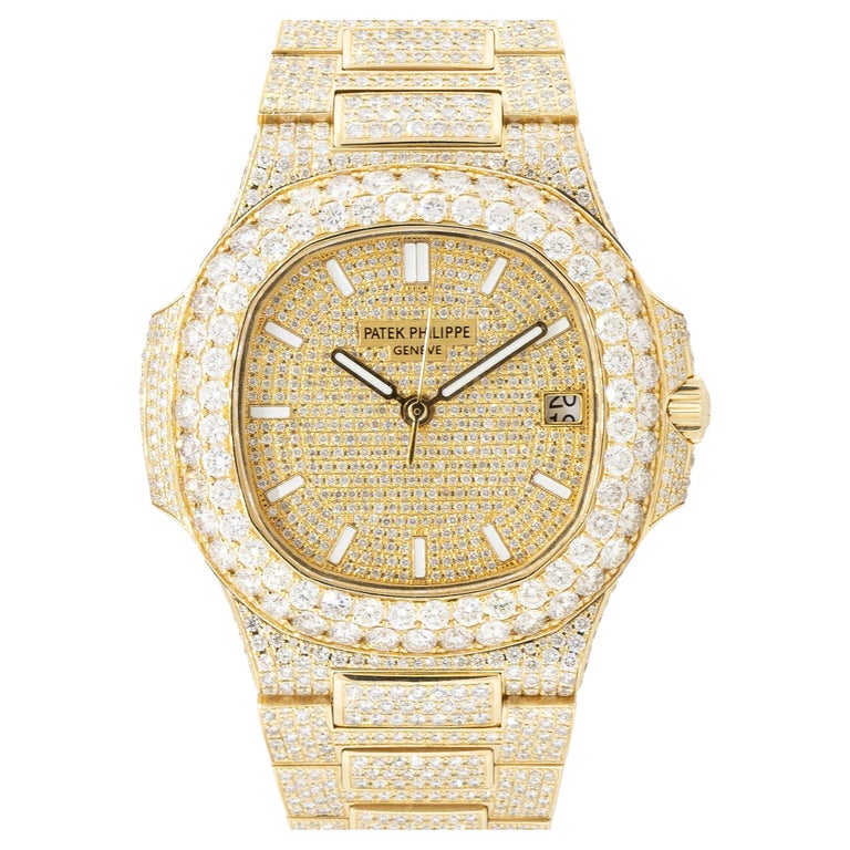 Patek Philippe Nautilus All Round Diamond Watch 18 Karat in Stock For Sale