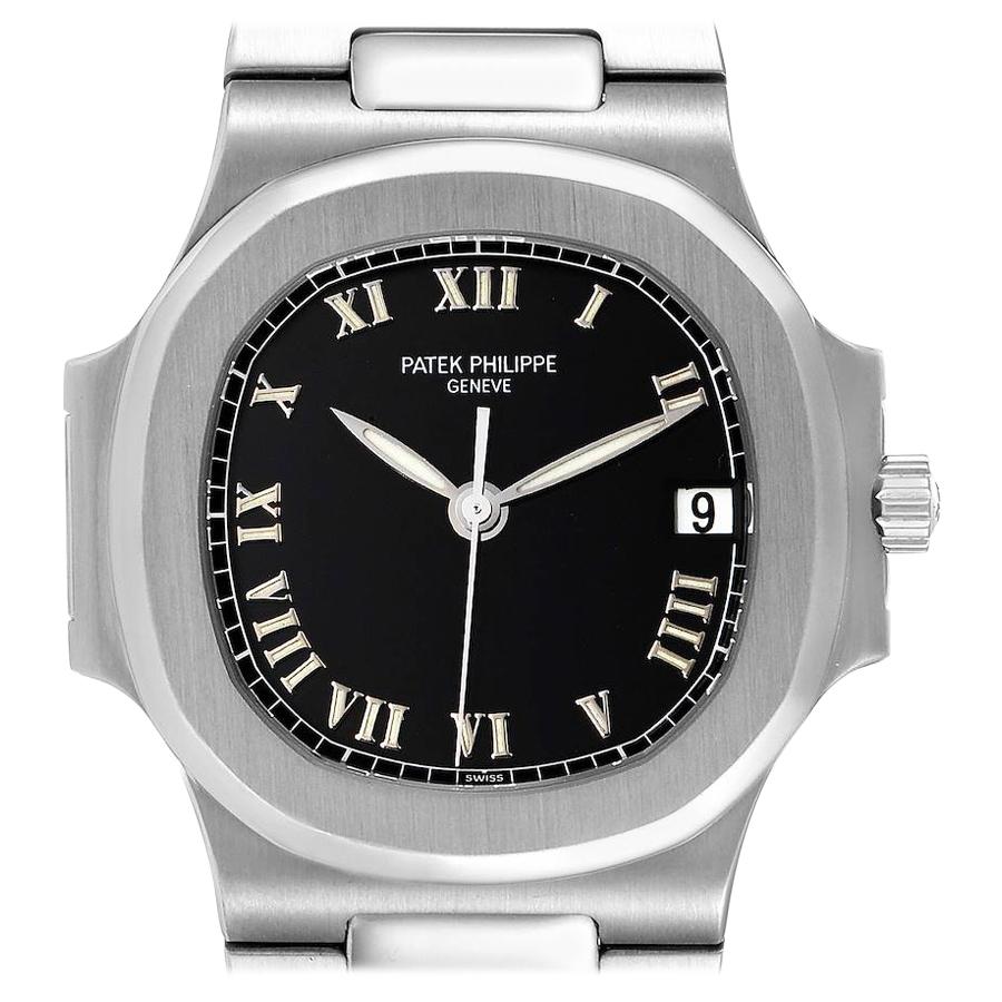 Patek Philippe Nautilus Black Dial Automatic Steel Men's Watch 3800 Papers For Sale