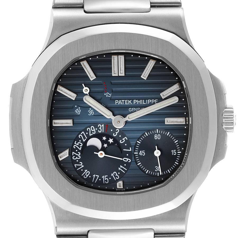 Patek Philippe Nautilus Blue Dial Moonphase Steel Mens Watch 5712 Box Papers