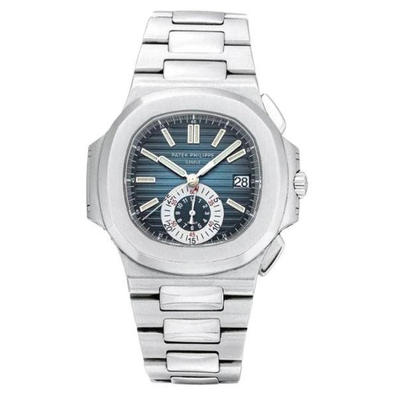 Patek Philippe Nautilus Chronograph Date Stainless Steel Blue Dial 5980 ...