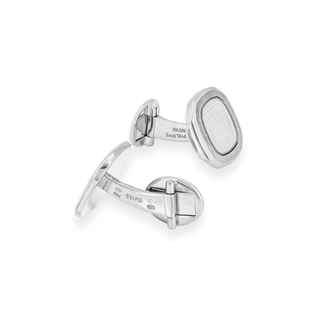 Patek Philippe Nautilus Cufflinks White Gold 9057G In Good Condition For Sale In Mayfair, London, London