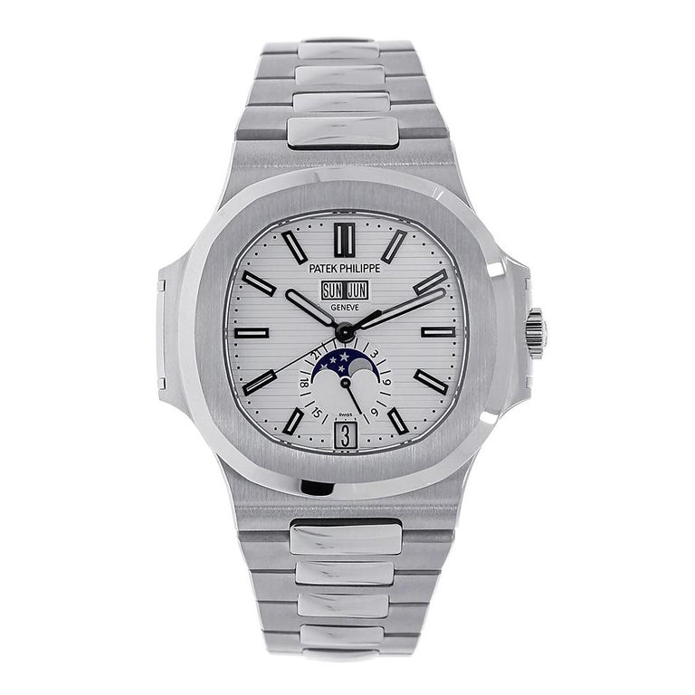Patek Philippe Nautilus Steel White Dial Moon Phase 40MM Watch 5726/1A ...