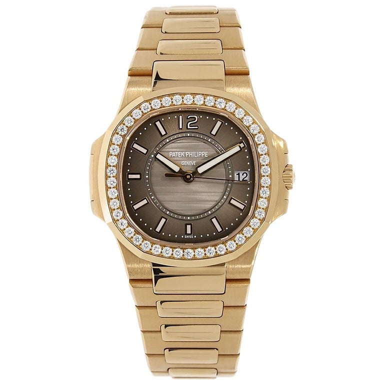 Patek Philippe Nautilus Ladies Rose Gold Diamond Bezel Watch 7010/1R ...