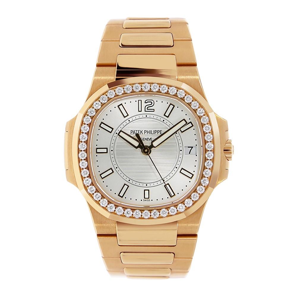 Patek Philippe Nautilus Ladies Rose Gold Watch Diamond Bezel 7010/1R-001