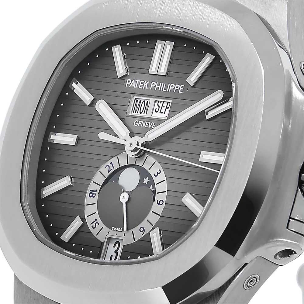 Modern Patek Philippe Nautilus Moon Phase Stainless-Steel Watch 5726A-001 For Sale