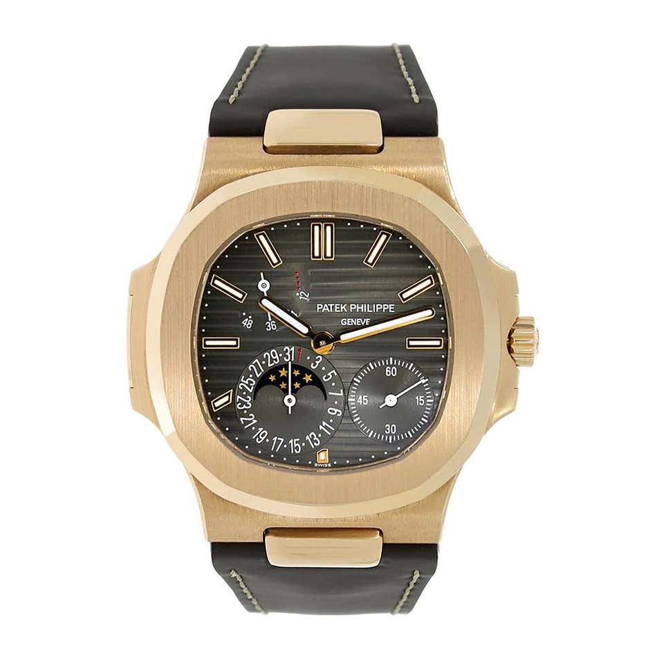 Patek Philippe Nautilus Moon Phases Rose Gold Brown Watch 5712R-001 For ...