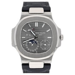 Patek Philippe Nautilus Moonphase White Gold Mens Watch Grey Dial 5712G-001