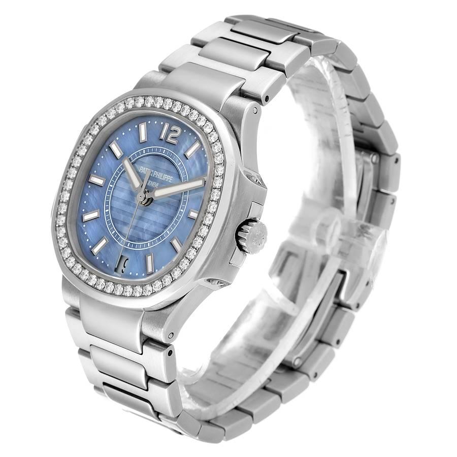 Patek Philippe Nautilus MOP Stahl-Damenuhr 7008 mit Diamant-Zifferblatt im Angebot 1