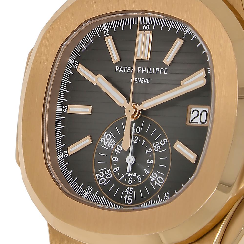 Modern Patek Philippe Nautilus Rose Gold Chronograph Watch 5980/1R-001 For Sale