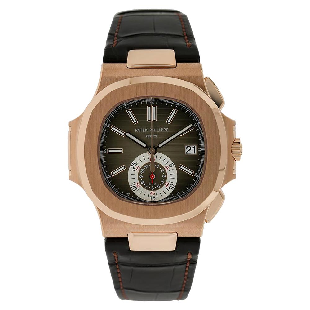 Patek Philippe Nautilus Rose Gold Chronograph Watch 5980R-001 For Sale