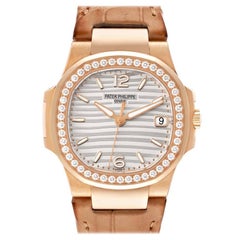 Patek Philippe Nautilus Rose Gold Diamond Bezel Ladies Watch 7010R Box Papers
