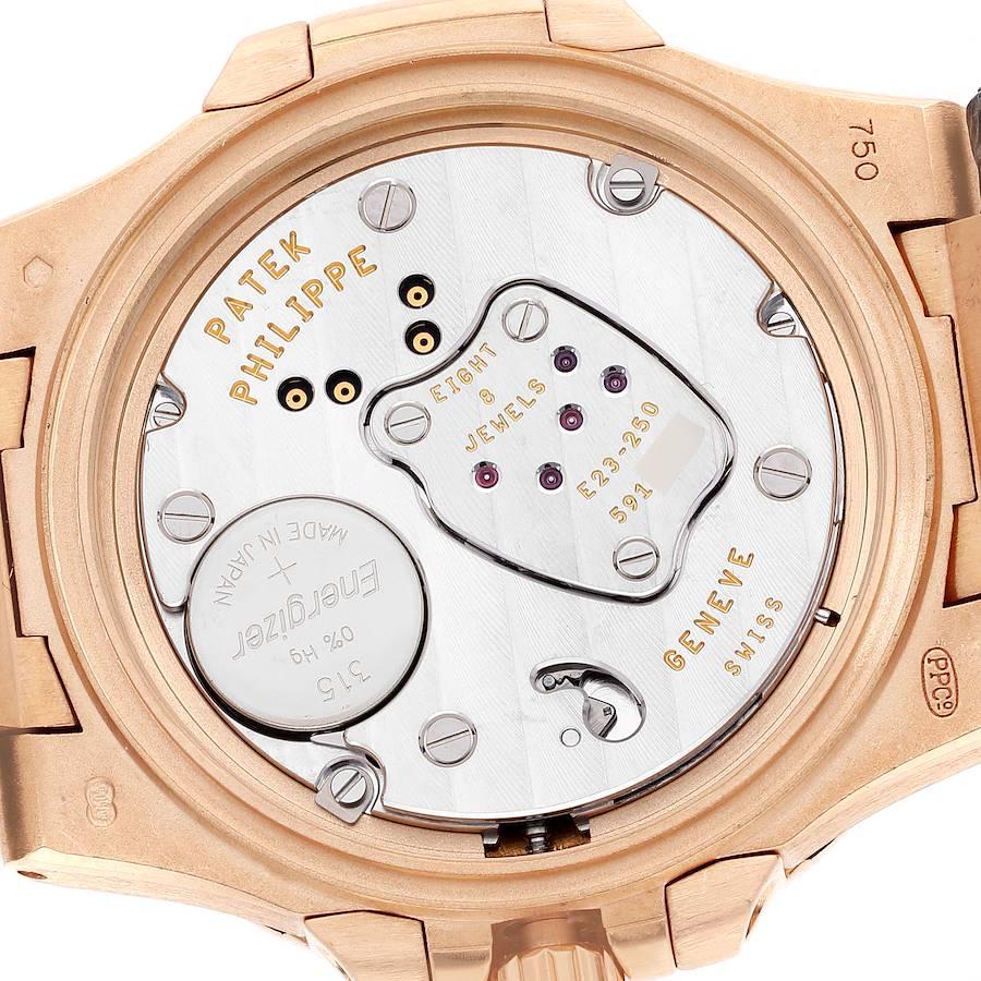 Patek Philippe Nautilus Rose Gold Diamond Bezel Ladies Watch 7010R In Excellent Condition For Sale In Atlanta, GA