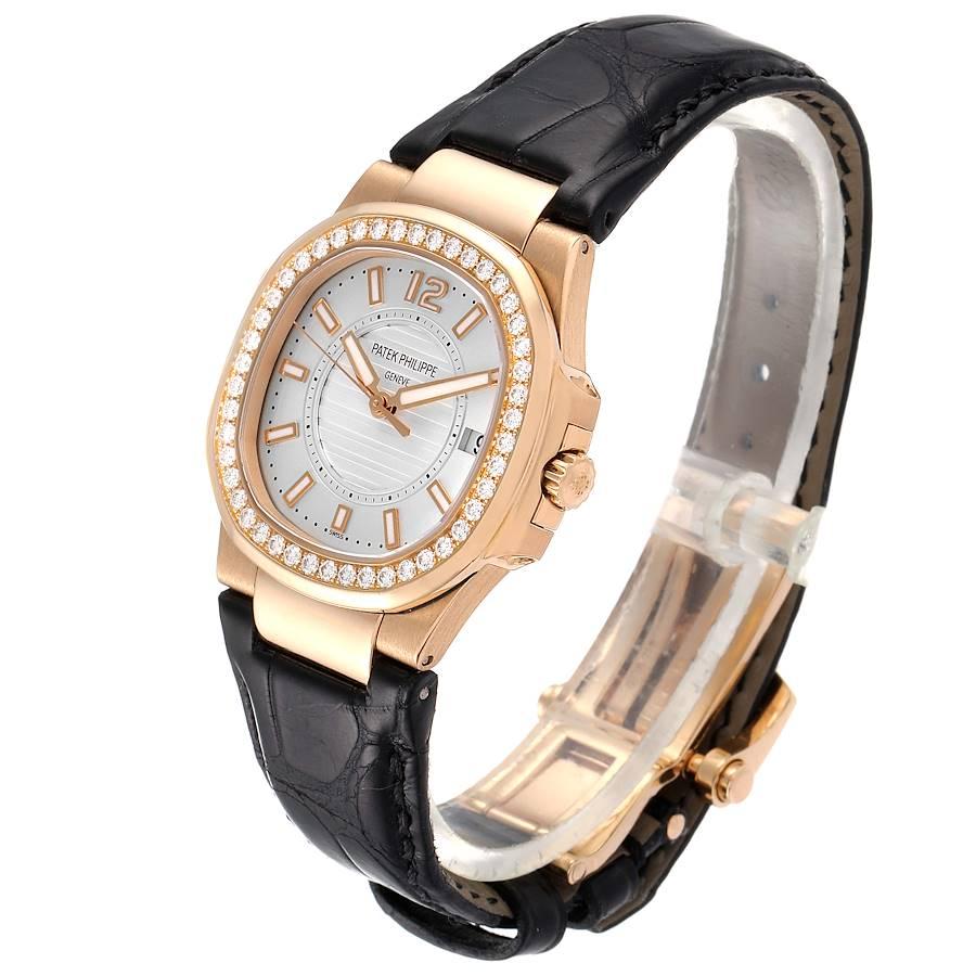 Patek Philippe Nautilus Rose Gold Diamond Silver Dial Ladies Watch 7010 In Excellent Condition In Atlanta, GA