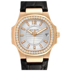 Patek Philippe Nautilus Rose Gold Diamond Silver Dial Ladies Watch 7010