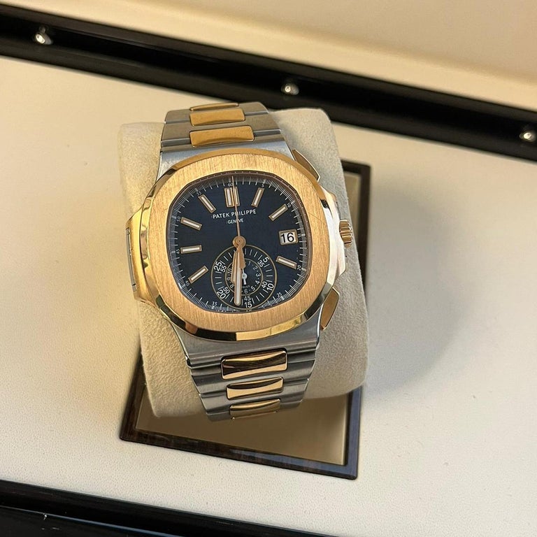 Patek Philippe Nautilus Rose Gold Stainless Steel Blue Dial Mens Watch 5980/1AR For Sale 6