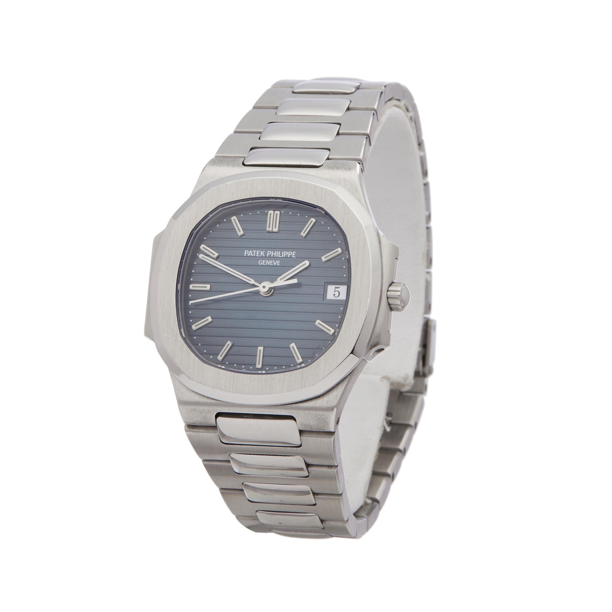 Ref: W6308
Manufacturer: Patek Philippe
Model: Nautilus 
Model Ref: 3900
Age: Circa 1990's
Gender: Ladies
Complete With: Xupes Presentation Pouch
Dial: Black Baton
Glass: Sapphire Crystal
Movement: Quartz
Water Resistance: To Manufacturers