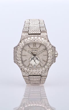 Patek Philippe Nautilus Stainless Steel All Diamond Moon Phase Dial Watch